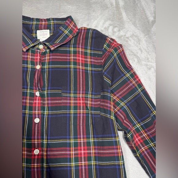 J.Crew Factory The Perfect Shirt Tartan Plaid 100% Cotton Button Front Top M - Picture 5 of 15